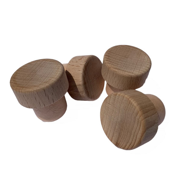 Natural wood cap stopper with synthetic cork stem